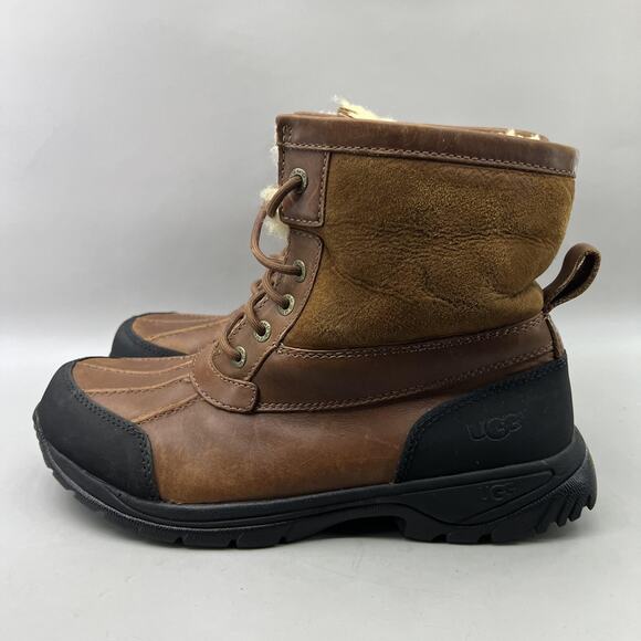 UGG Hilgard Event Waterproof Boots Men Size 10 Brown Leather Vibram Comfort Shoe - Picture 3 of 9